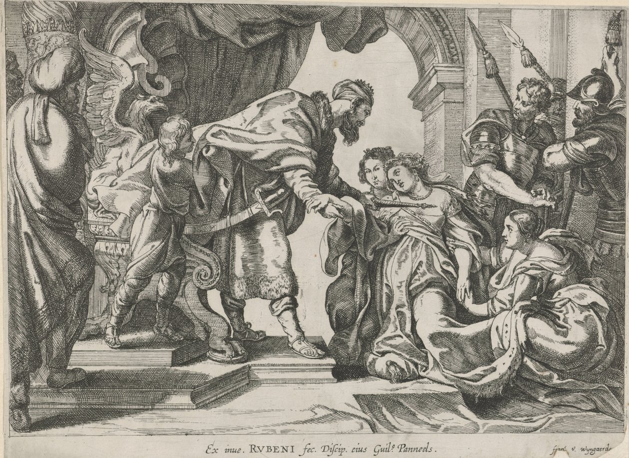 Esther voor Ahasveros door Willem Panneels