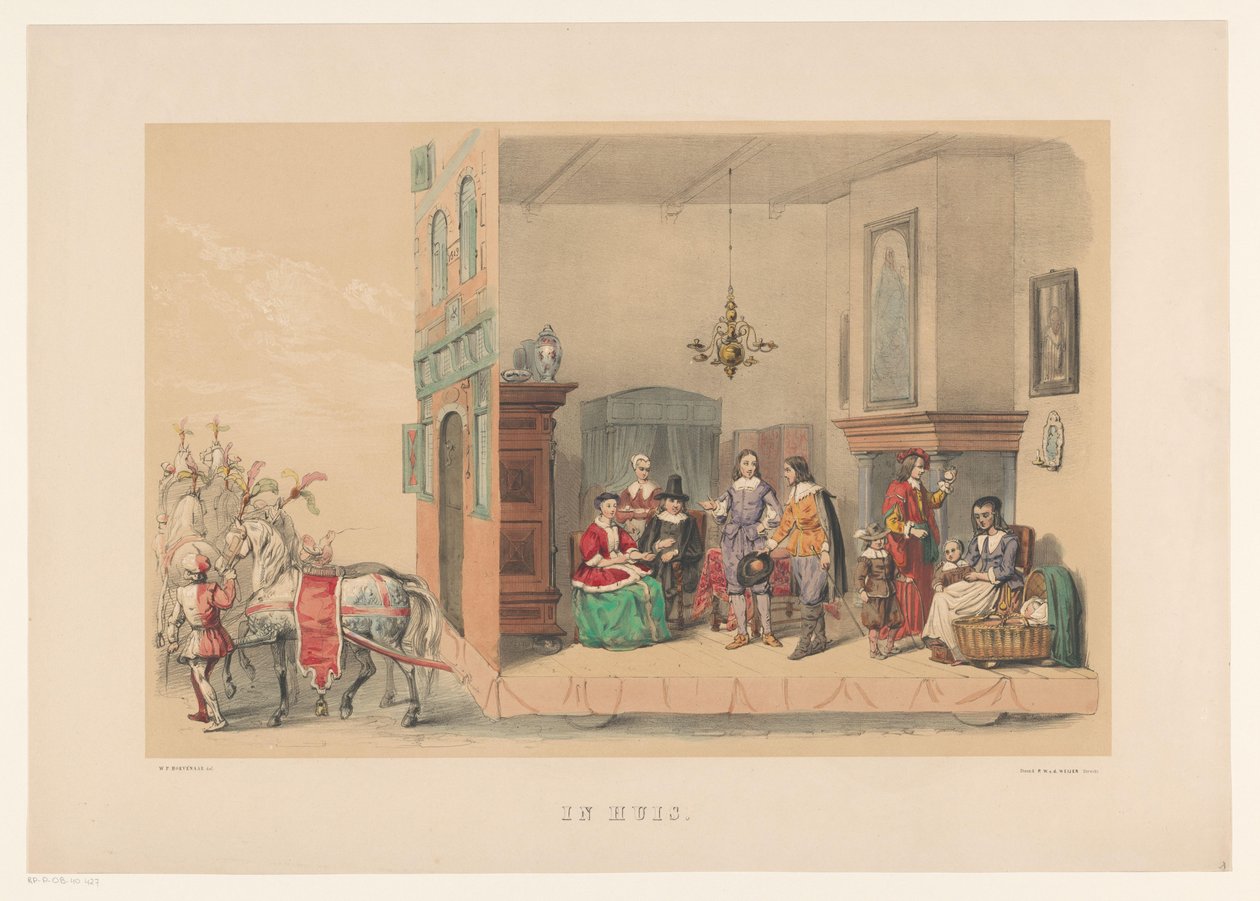 Tweede groep van Utrechtse maskerade in 1856 door Willem Pieter Hoevenaar