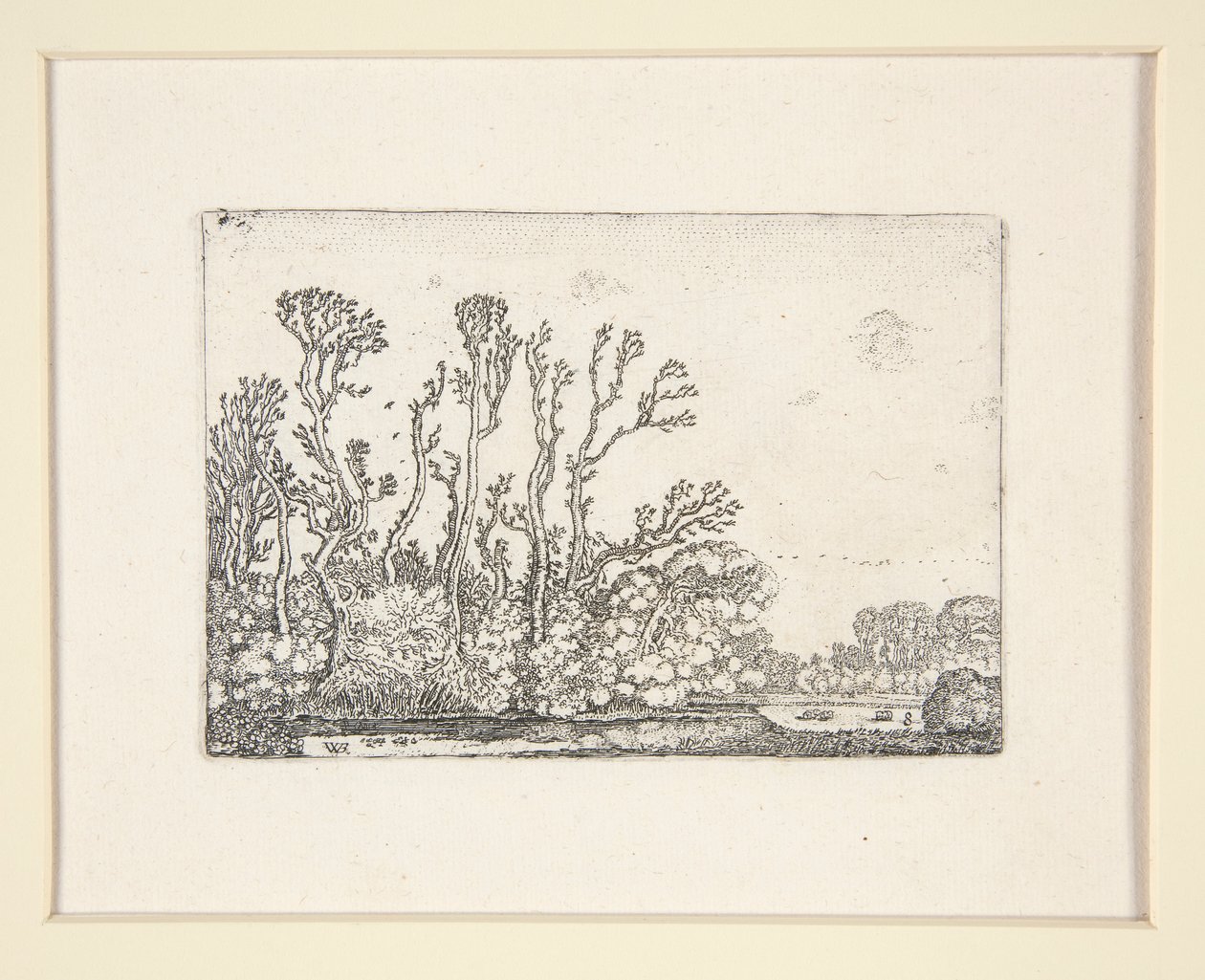 Kudde schapen bij het water, Plaat 8 uit De set van de landschappen door Willem Pietersz. Buytewech