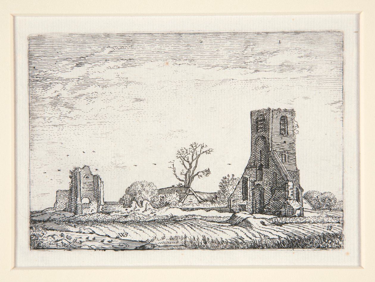 Ruïnes van een kerk (Kapel van Eykenduynen bij Den Haag), Plaat 10 uit De Set van de Landschappen door Willem Pietersz. Buytewech
