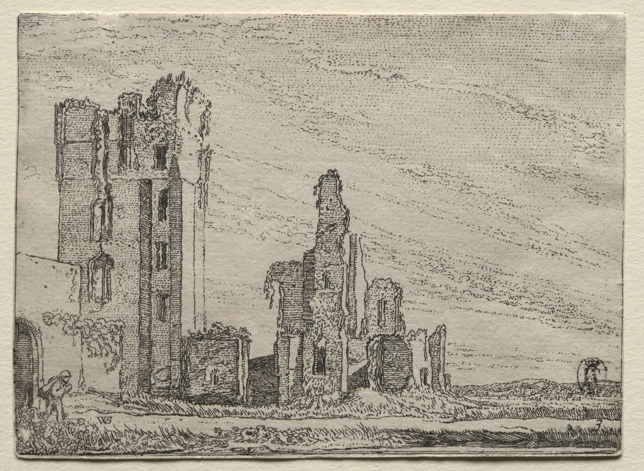 Ruïnes van het kasteel Huys Te Kleef bij Haarlem, ca. 1616 door Willem Pietersz Buytewech