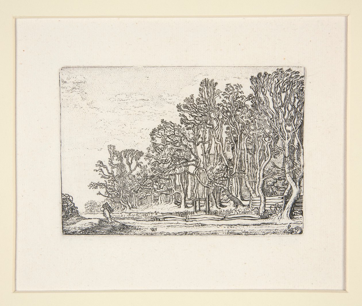 Twee plank-hekken, Plaat 6 uit De Set van de Landschappen door Willem Pietersz. Buytewech