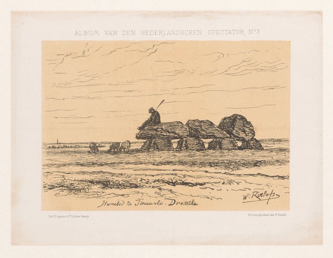 Hunebed te Tynaarlo in Drenthe door Willem Roelofs (I)