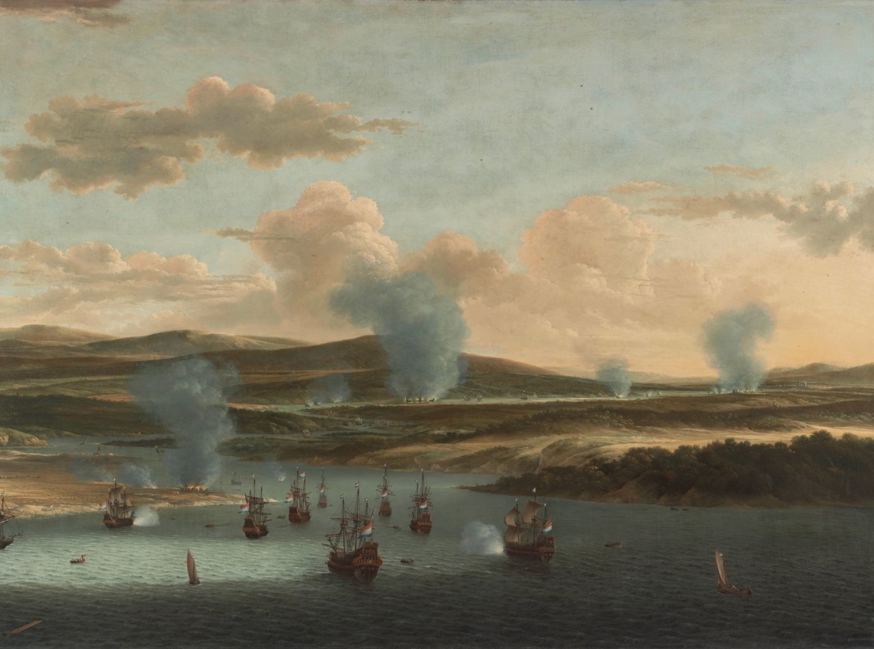 Tocht naar Chatham, 1667: de Nederlandse vloot in de monding van de Medway door Willem Schellinks