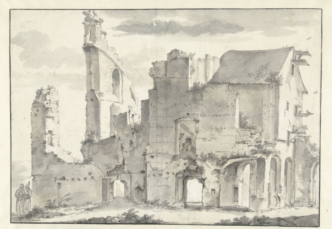 Ruïne van de abdij van Rijnsburg door Willem Schellinks