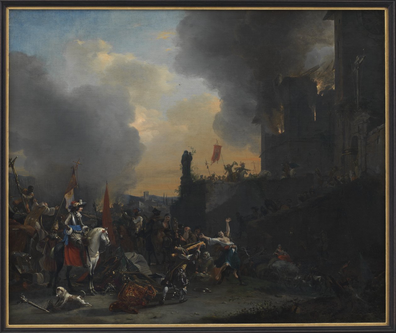 Soldaten plunderen en verbranden een klooster door Willem Schellinks