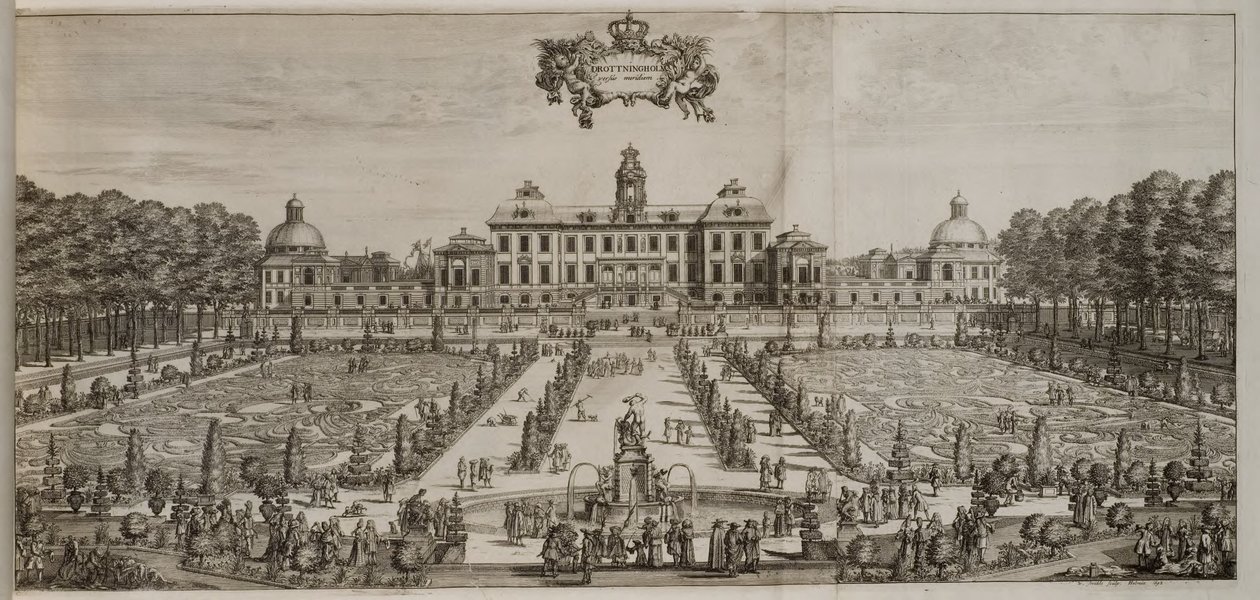 Paleis en tuin Drottningholm vanuit het zuiden door Willem Swidde