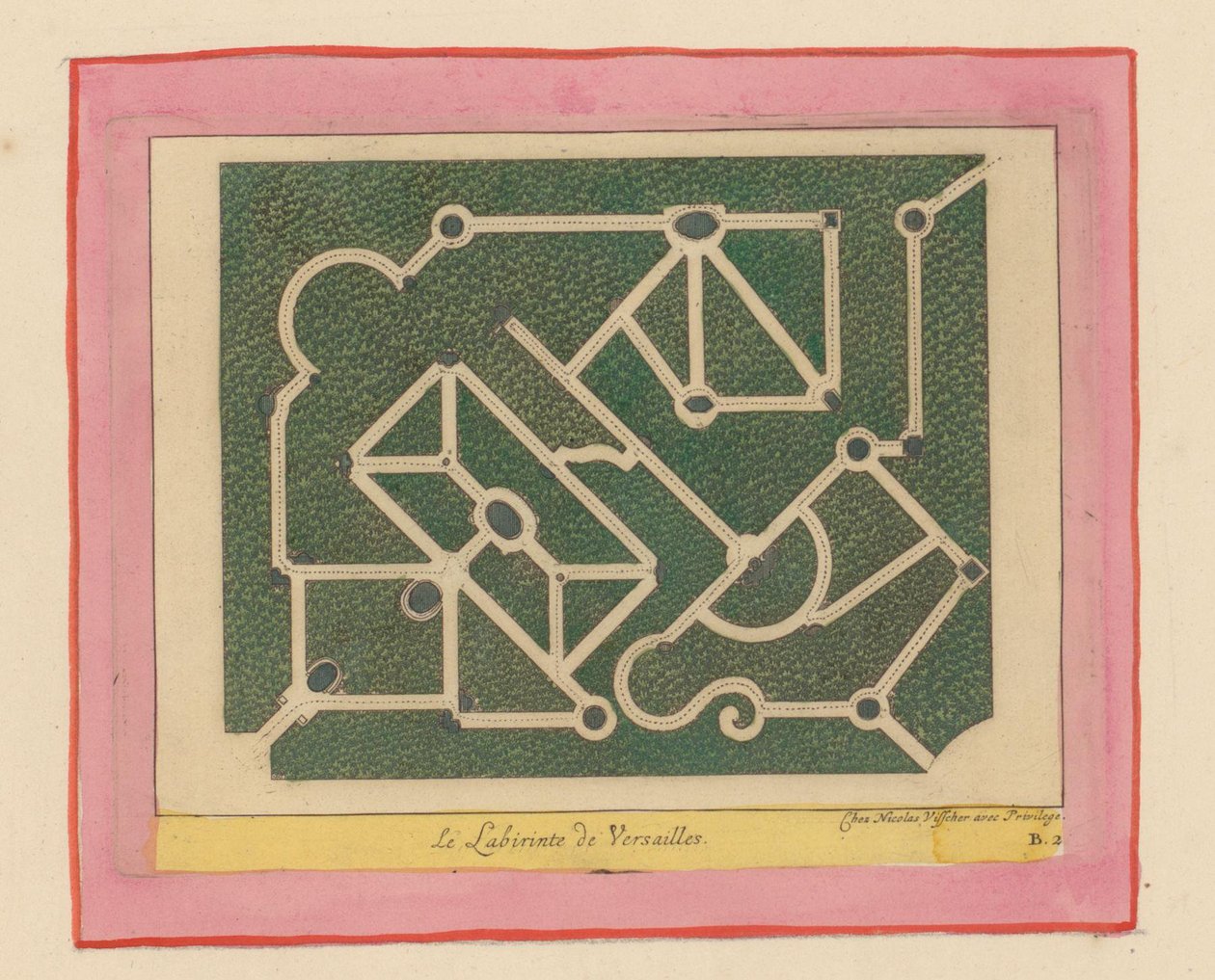 Grundriss des Labyrinths von Versailles door Willem Swidde