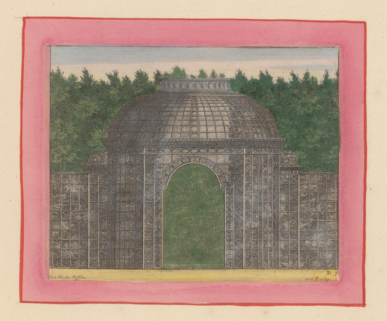 Laubengang mit Tor für eine Hecke in den Gärten von Versailles door Willem Swidde