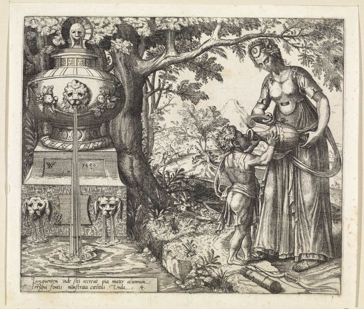 Hagar geeft Ismaël te drinken door Willem Thibaut