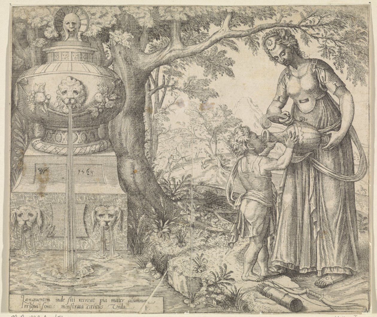 Hagar geeft Ismaël te drinken door Willem Thibaut