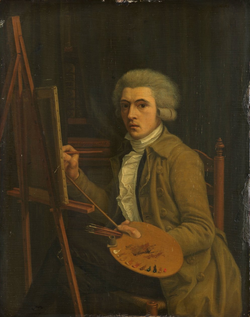 Portret van een schilder, waarschijnlijk de kunstenaar zelf door Willem Uppink