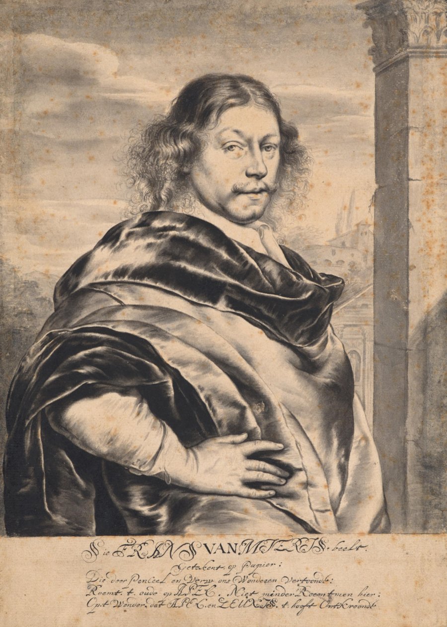 Portret van Frans van Mieris de Oude, naar een tekening van Frans van Mieris de Oude door Willem Van Mieris