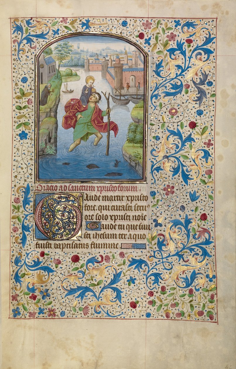Heiliger Christophorus trägt das Christuskind door Willem Vrelant