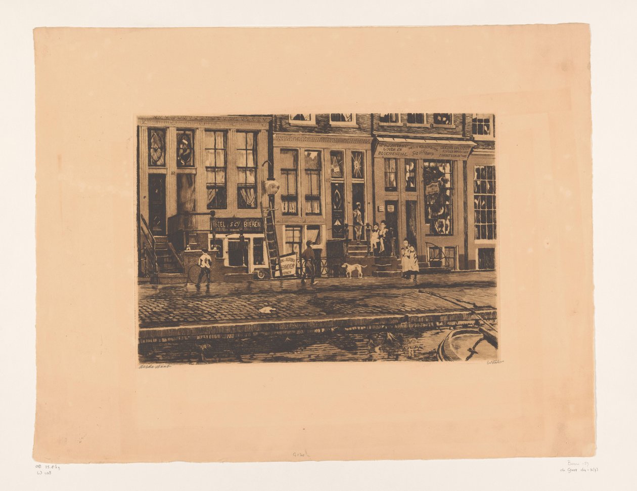 Gezicht op Oude Waal in Amsterdam door Willem Witsen (signed by artist)