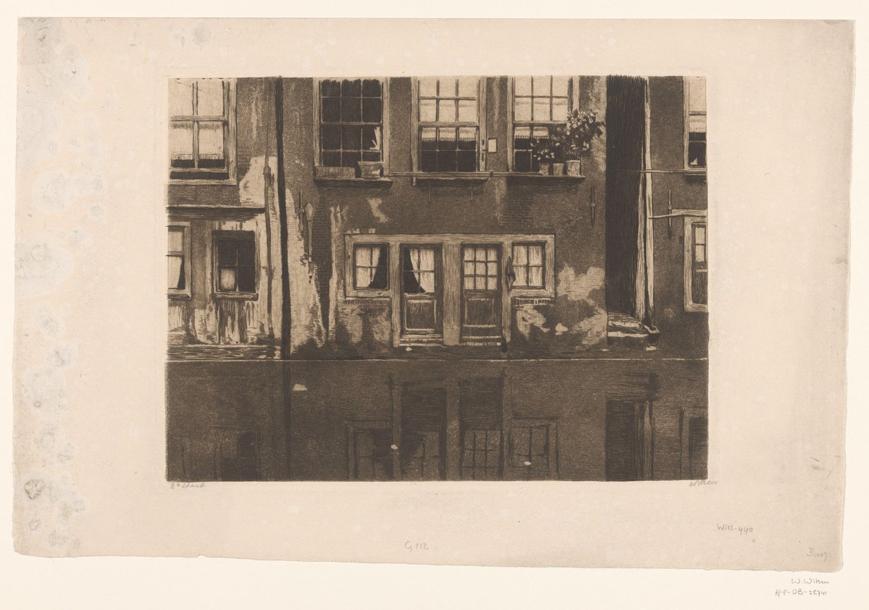 Huizen aan de Oudezijds Achterburgwal in Amsterdam door Willem Witsen (signed by artist)
