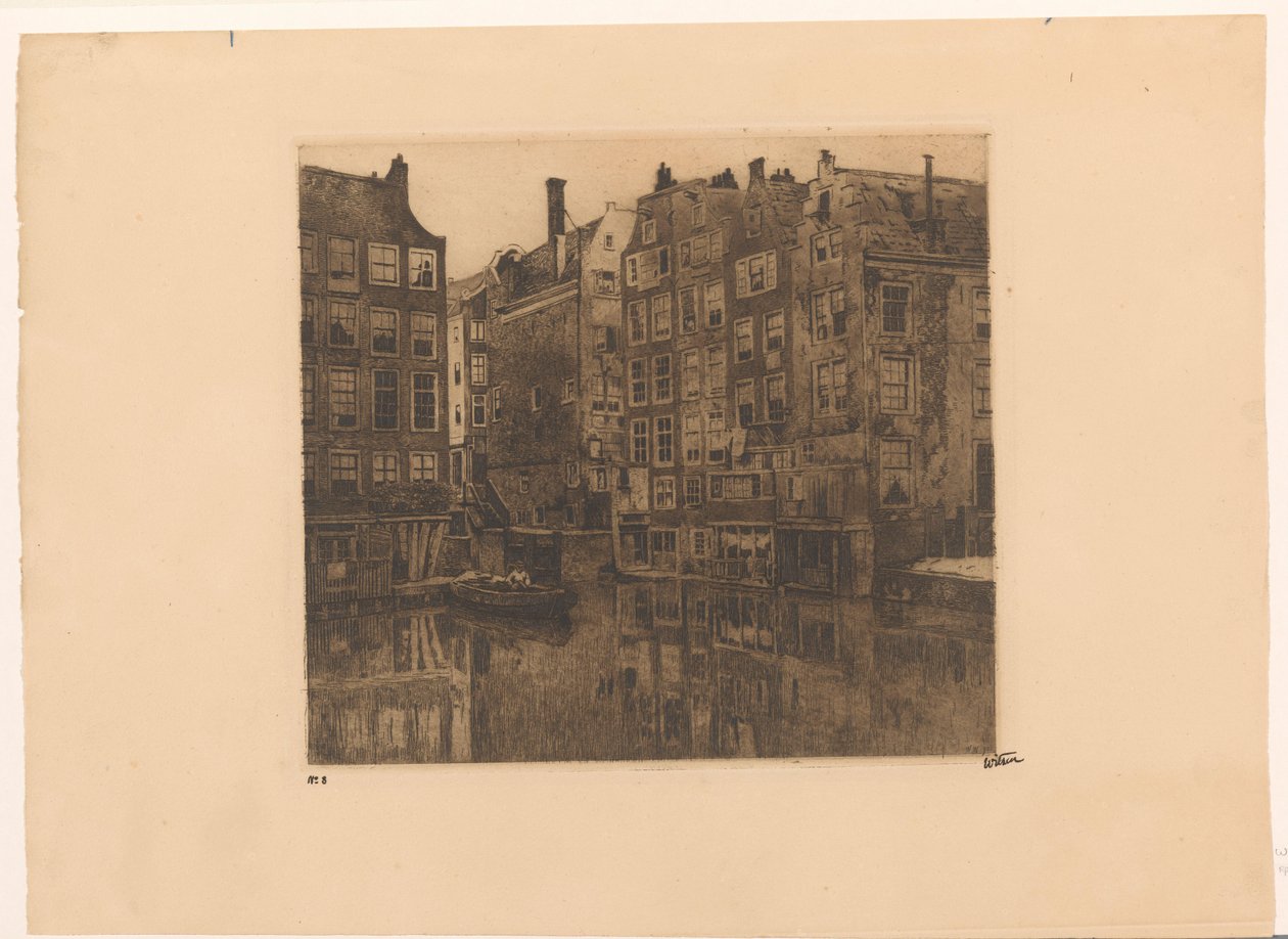 Oudezijds Voorburgwal en de Oudezijds Kolk in Amsterdam door Willem Witsen (signed by artist)