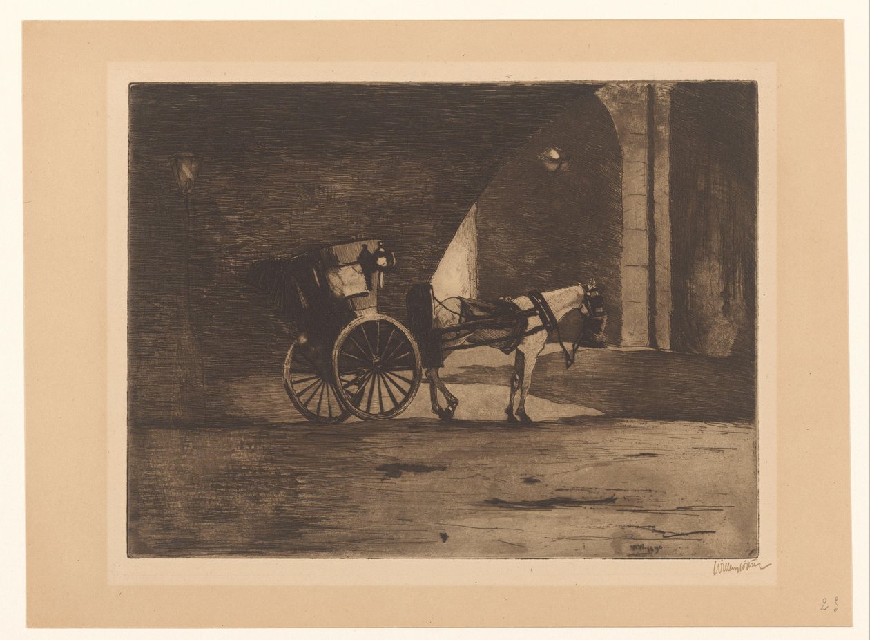 Rijtuig onder de Waterloo Bridge in Londen door Willem Witsen (signed by artist)