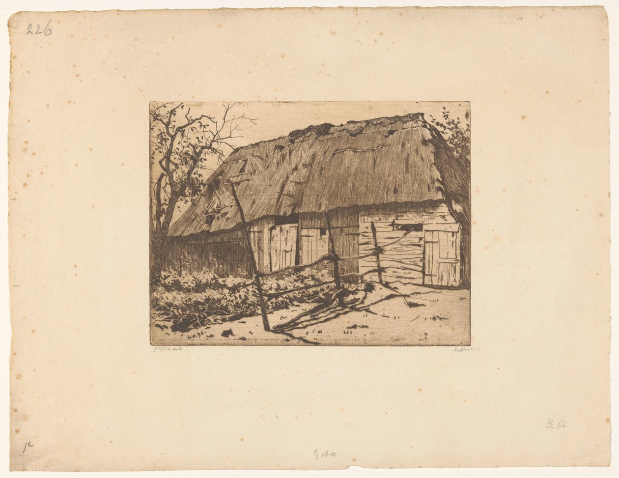 Schuur met hek in Brabant door Willem Witsen (signed by artist)