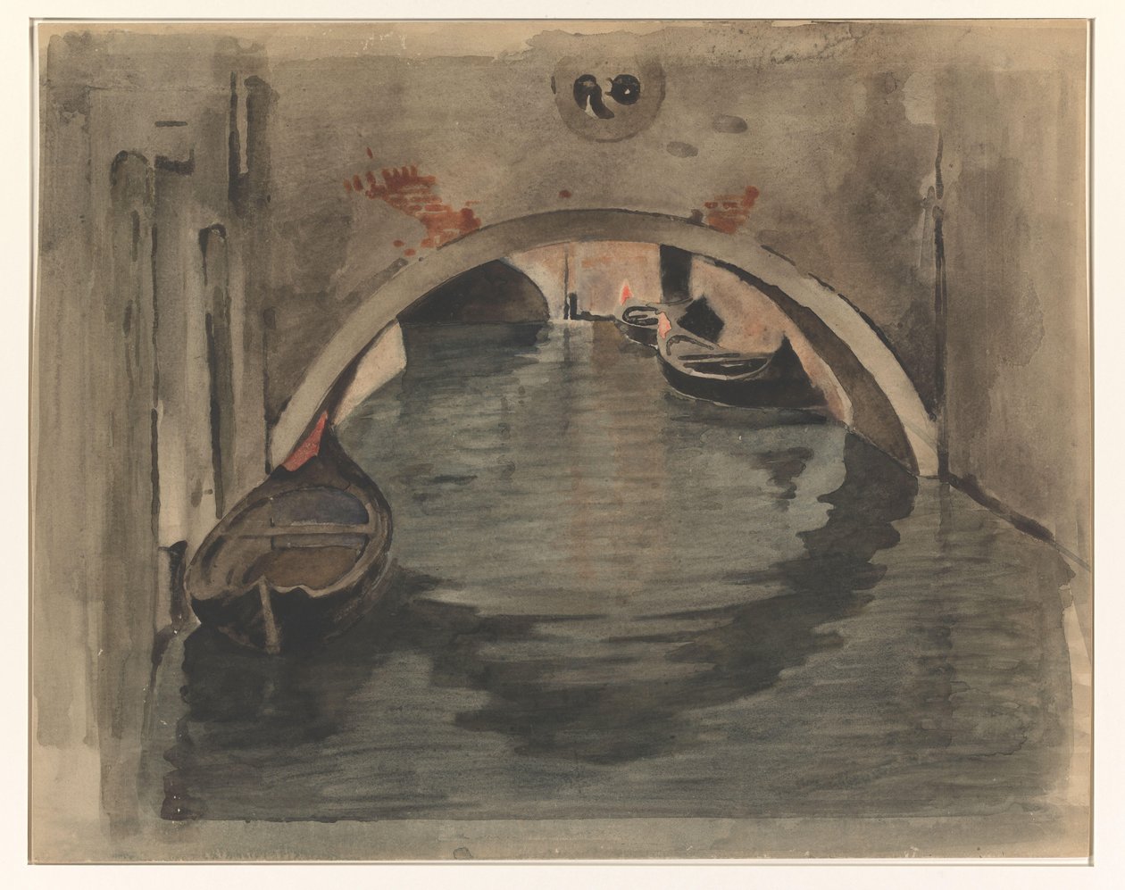 Gezicht onder een boogbrug te Venetië door Willem Arnoldus Witsen