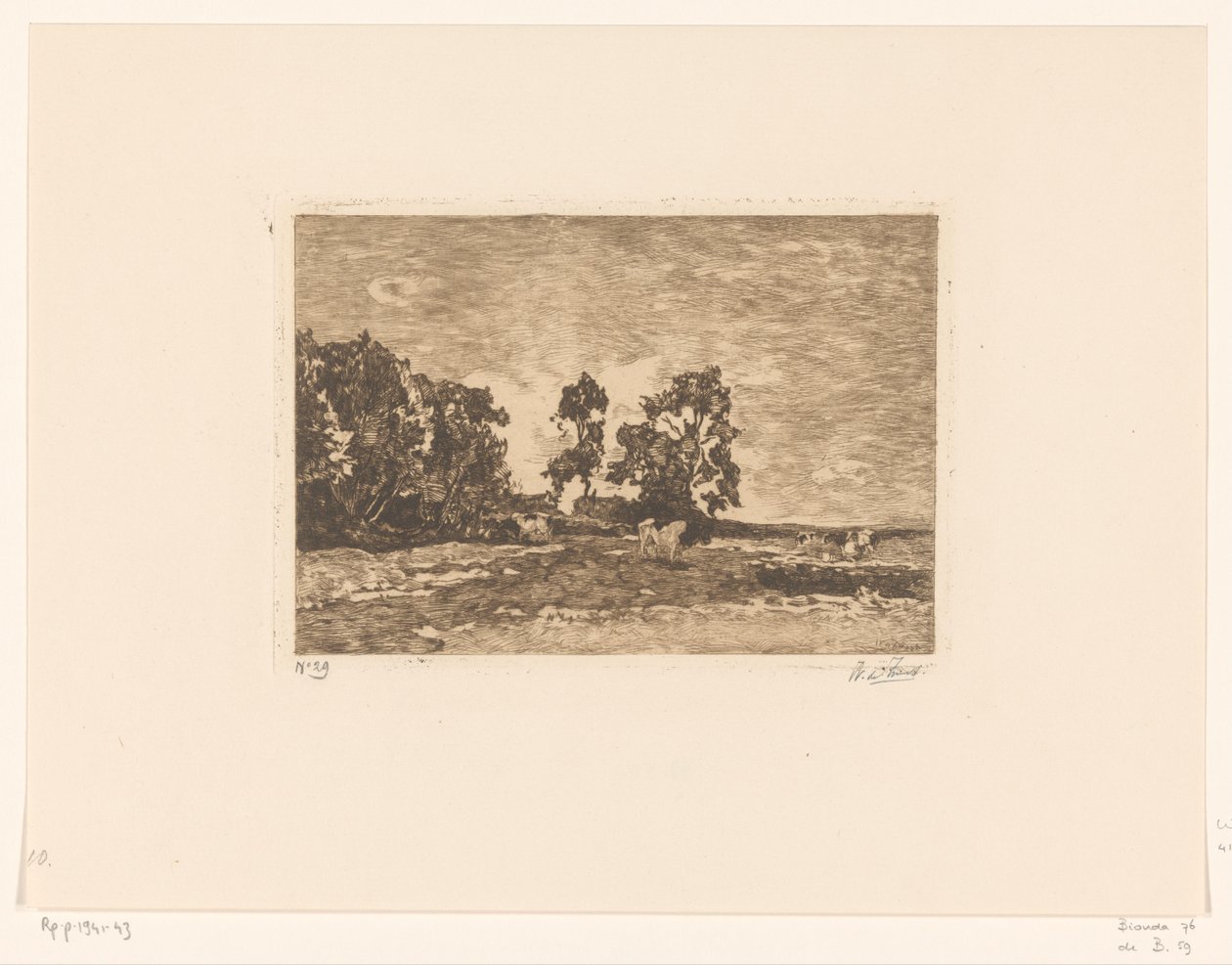 Weide met koeien door Willem de Zwart (signed by artist)
