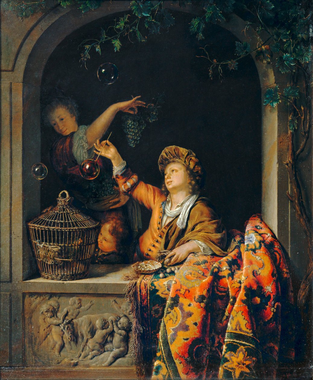 Zeepbellen ... door Willem van (after) Mieris