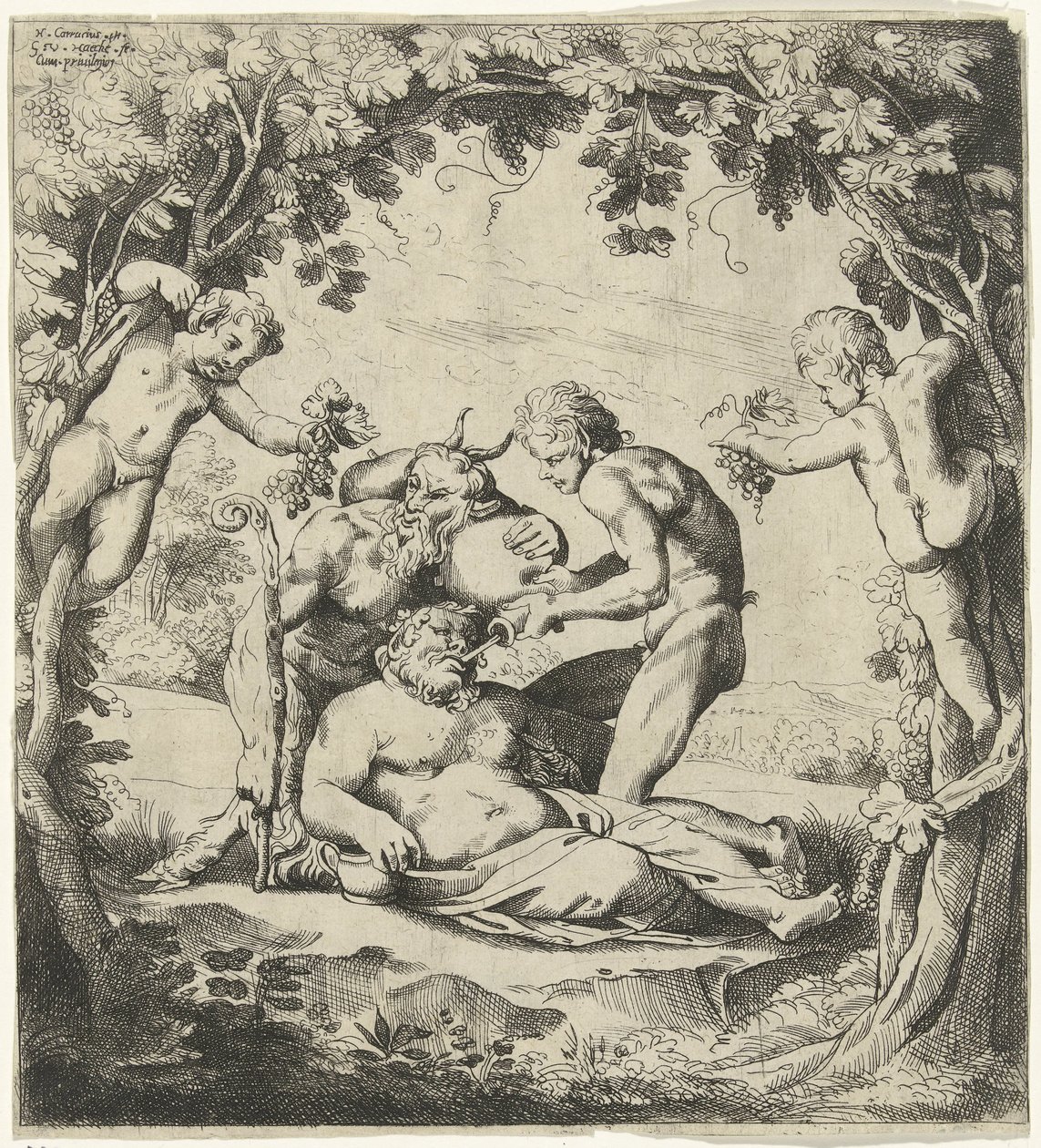 Drinkende Bacchus door Willem van Haecht (II)