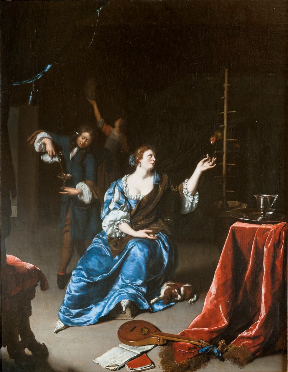 Dame met papegaai
 Alternatieve titel(s):   Dame einen Papagei fütternd door Willem Van Mieris
