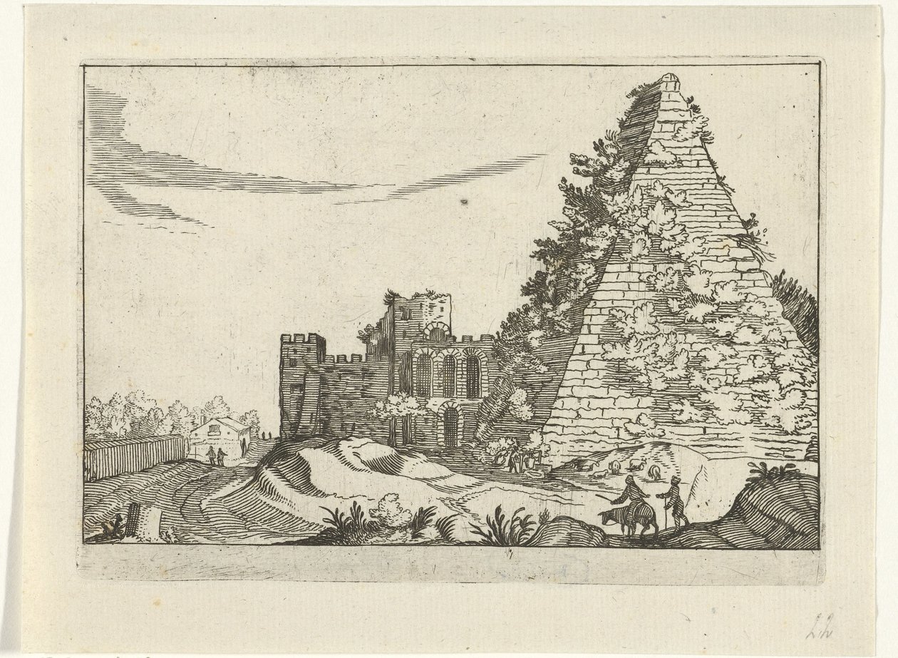 Piramide van Gaius Cestius door Willem van Nieulandt (II)