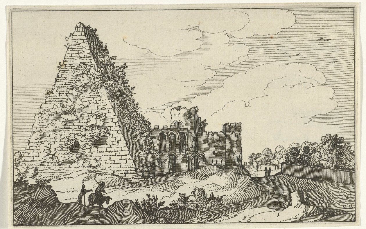 Piramide van Gaius Cestius door Willem van Nieulandt (II)