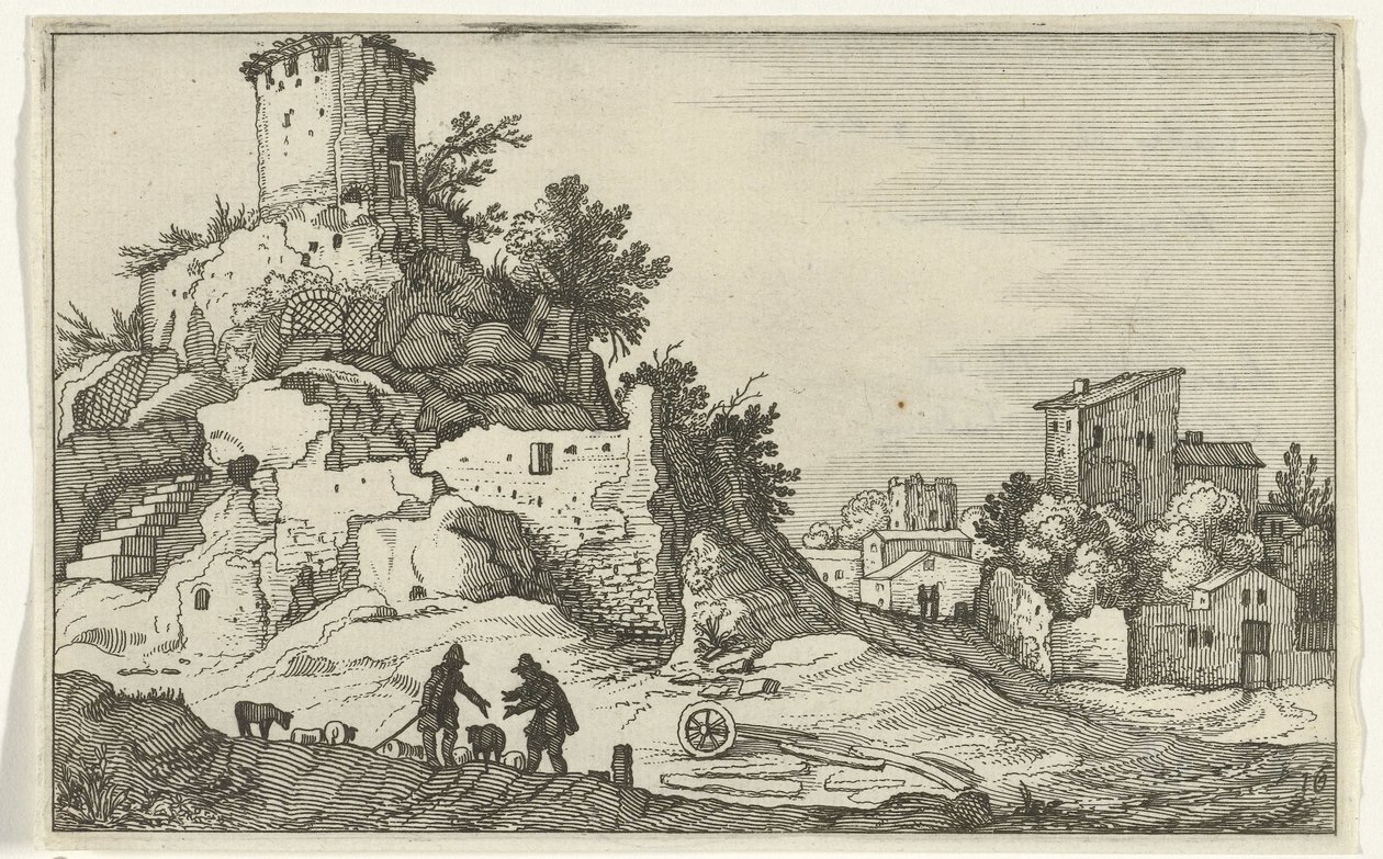 Ruïne van een toren door Willem van Nieulandt (II)