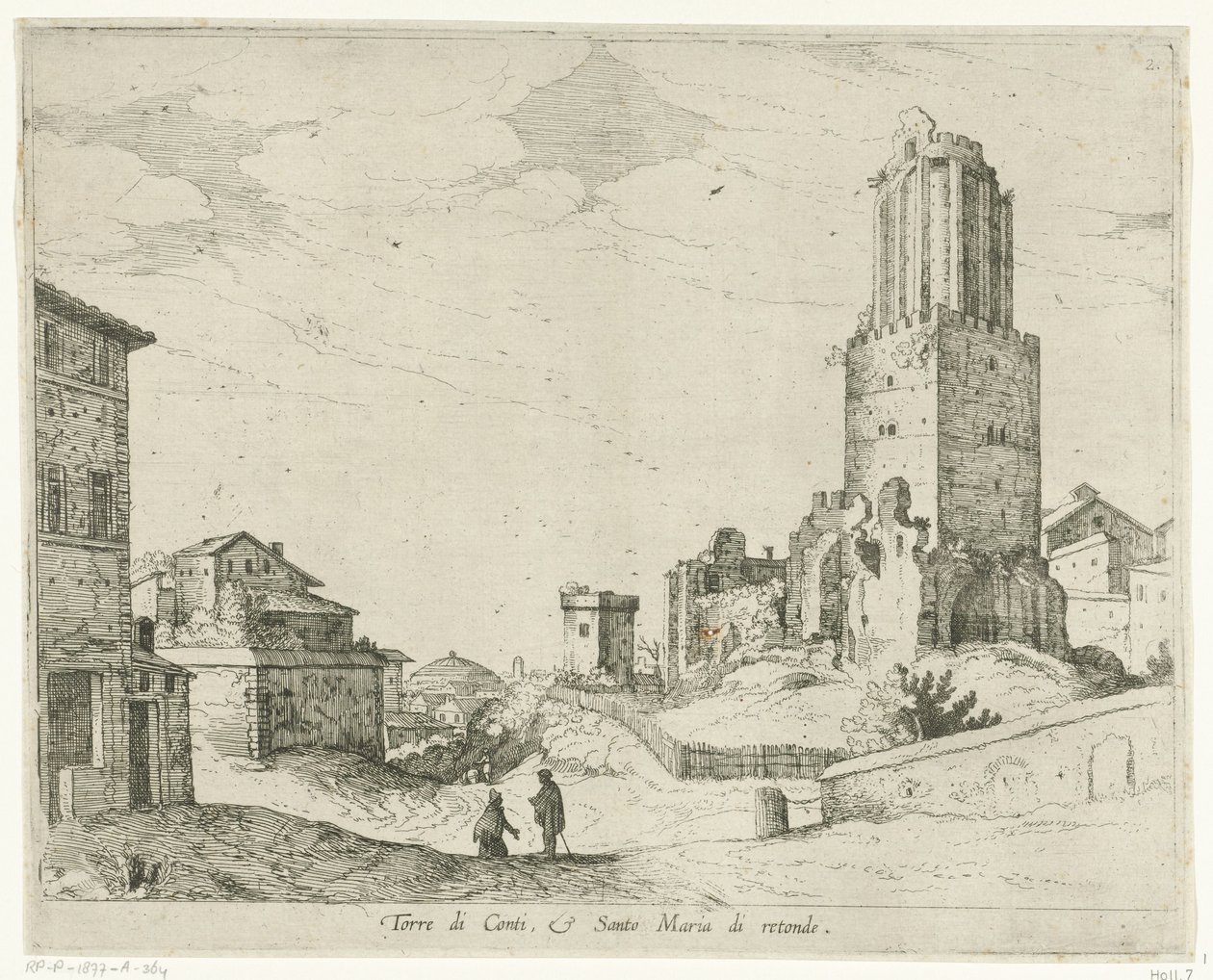Torre delle Milizie en het Pantheon door Willem van Nieulandt (II)