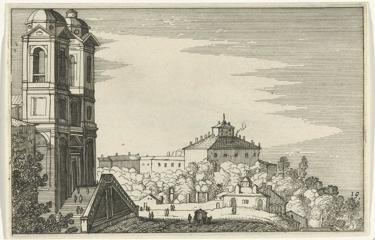 Trinità dei Monti in Rome door Willem van Nieulandt (II)