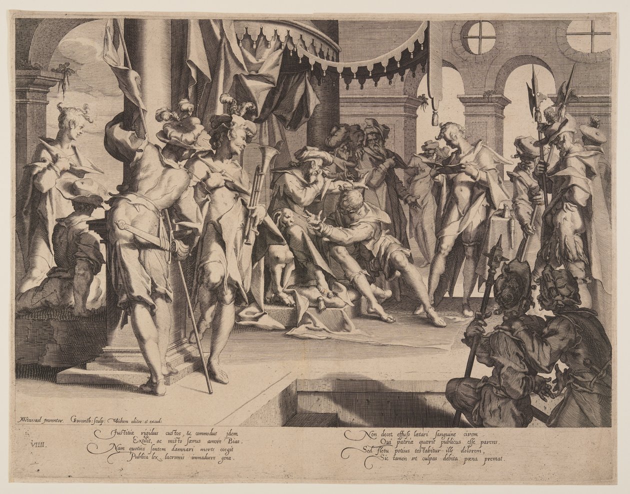 Rechter Bias die tranen vergiet, plaat 9 uit Thrones of Justice (Thronus Iustitiae) door Willem van Swanenburgh
