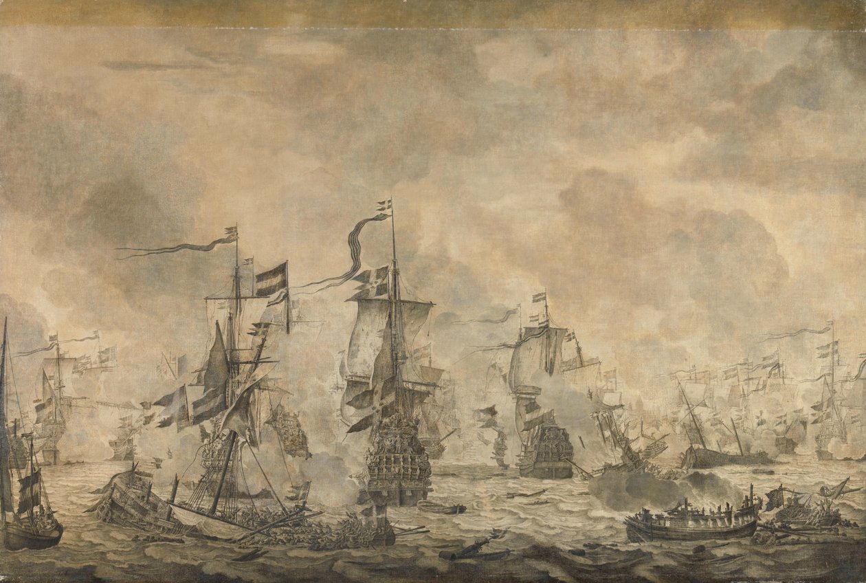 Slag tussen de Nederlandse en Zweedse vloten, in de Sont, 8 november 1658 door Willem van de Velde (I)