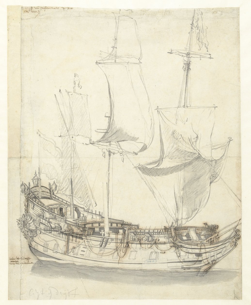 Schip de Princesse Royale van vice-admiraal Witte de With door Willem van de Velde (I)