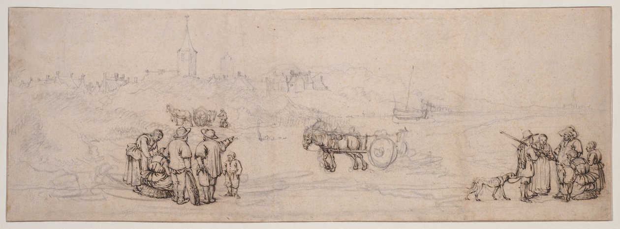 Duin Scene met Boerenfiguren door Willem van de Velde