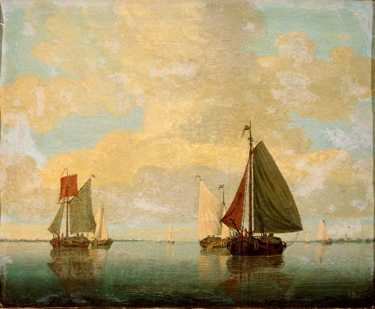 Zeilboten, 17e eeuw door Willem van de Velde the Younger
