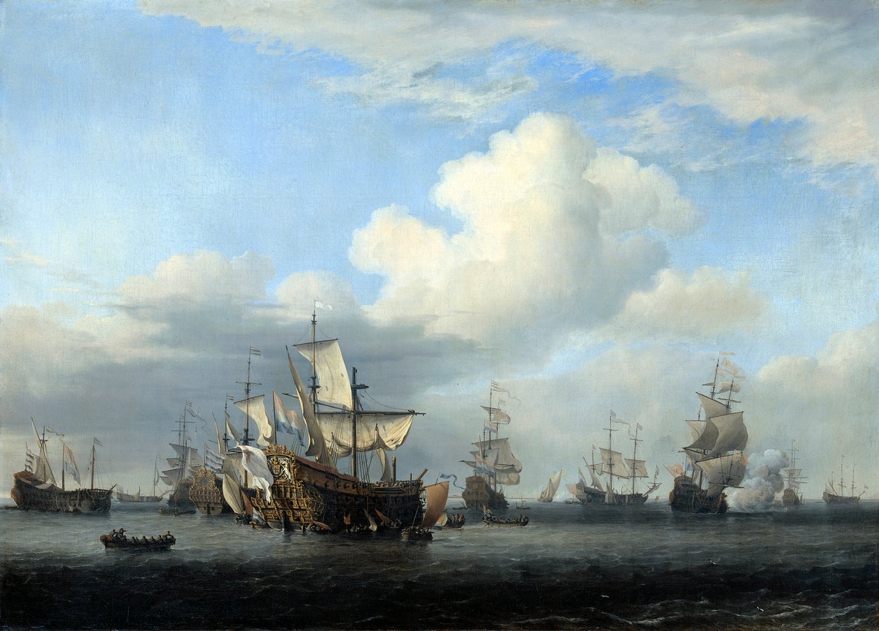 De gevangengenomen Swiftsure, Seven Oaks, Loyal George en Convertine..., ca. 1666 door Willem van de Velde the Younger