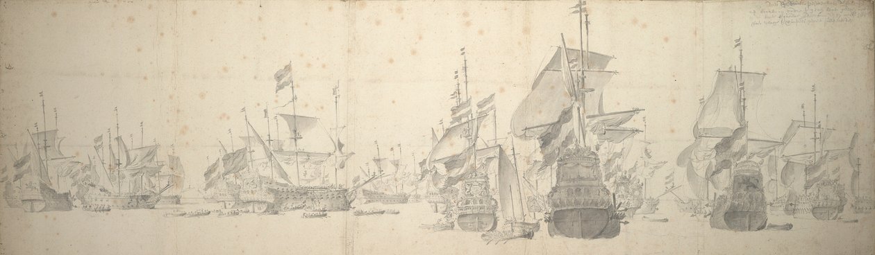 Een krijgsraad in de Nederlandse vloot bij Terschelling, 7-17 oktober 1658 door Willem van de the Elder Velde