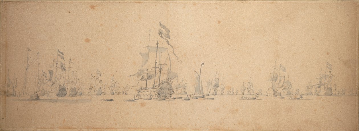 Een krijgsraad in de Nederlandse vloot door Willem van de the Elder Velde