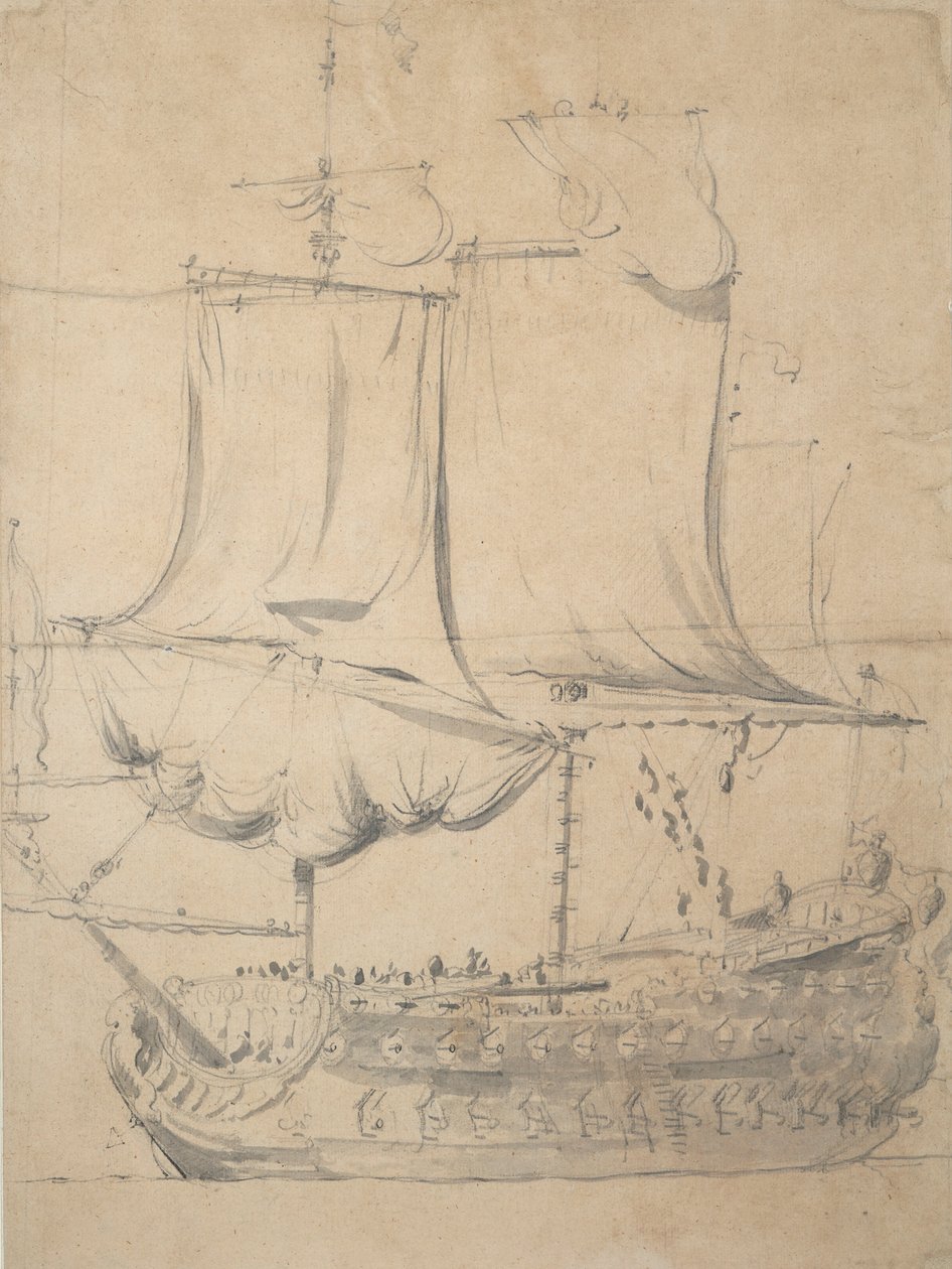 Portret van een Engels derde rang, c.1685 door Willem van de the Elder Velde