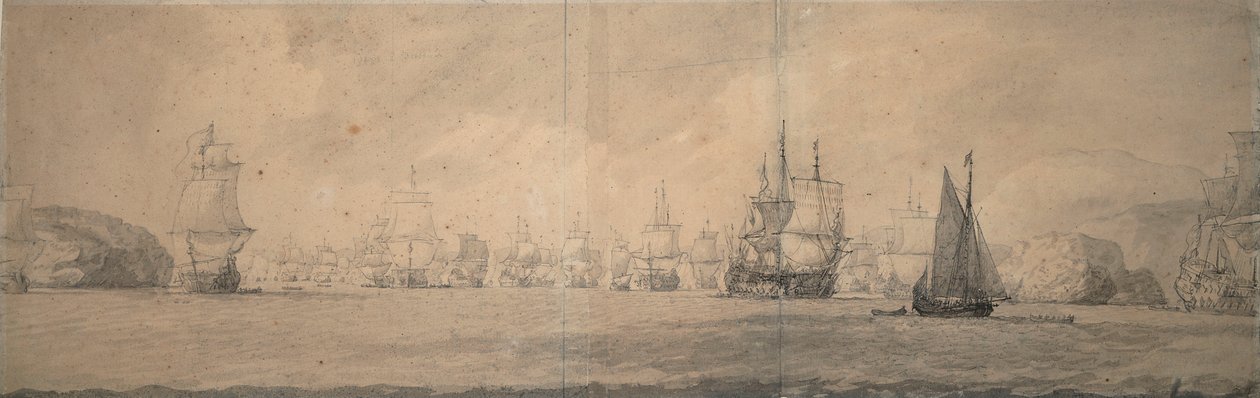 De Nederlandse Oost-Indiëvaarders varen naar Bok op Raa (Bjaelkero), 25 augustus-4 september 1665 door Willem van de the Elder Velde