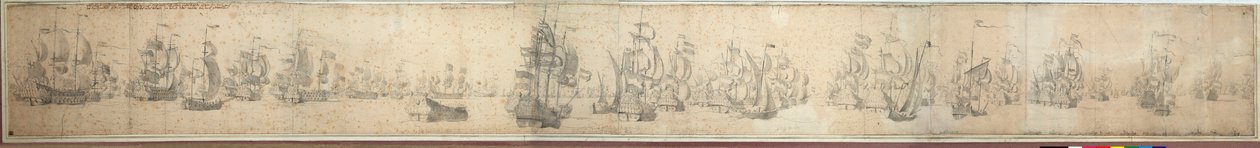 De Engelse en Nederlandse vloten op de dag na de Slag bij Solebay door Willem van de the Elder Velde