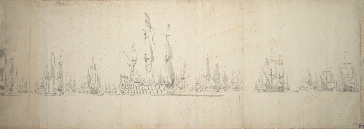 De dag voor de slag bij Lowestoft, 2-12 juni 1665 door Willem van de the Elder Velde