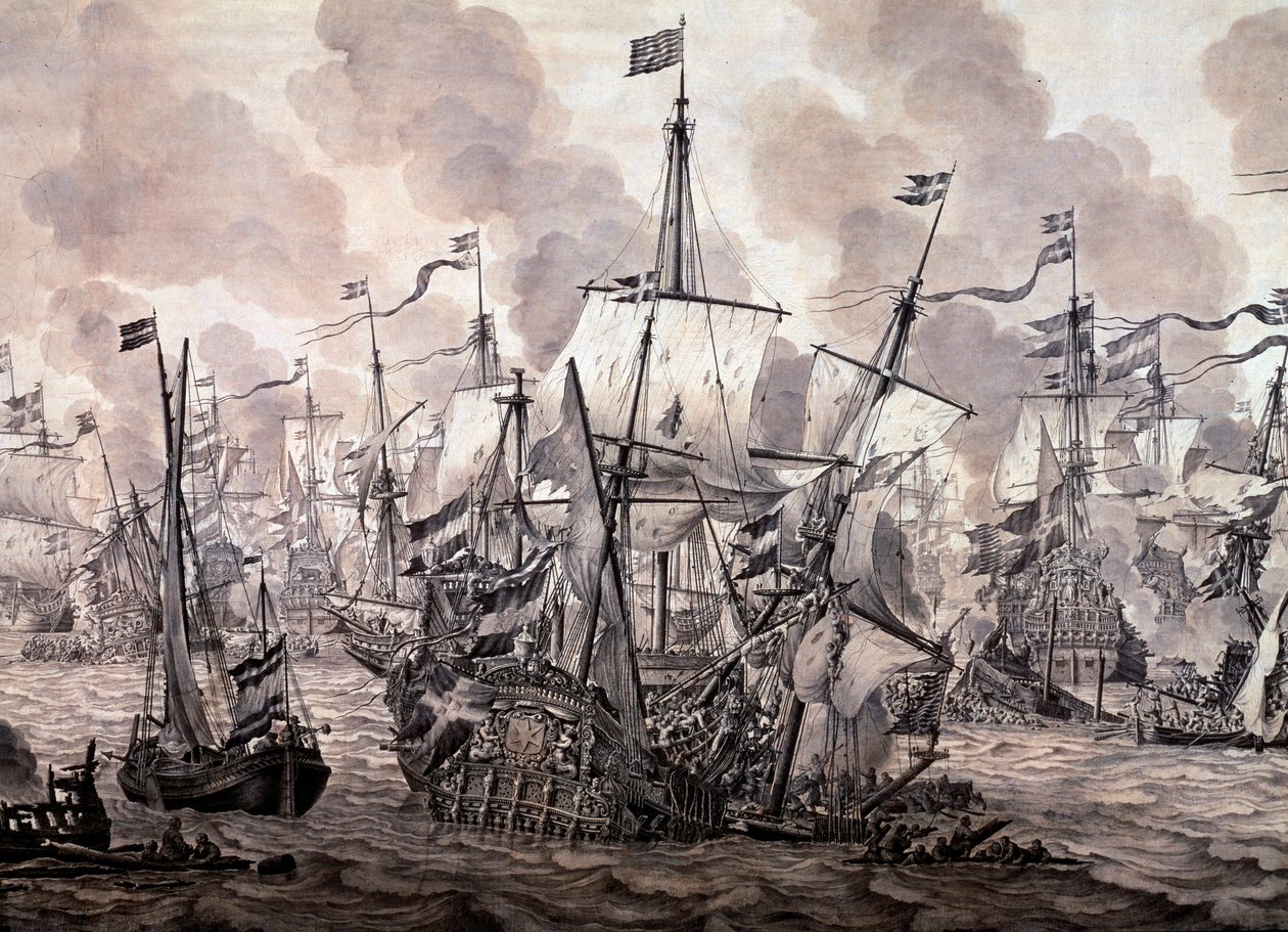 De Slag om de Sont tussen de Nederlandse en Zweedse vloten, 8 november 1658 (detail) door Willem van de the Elder Velde