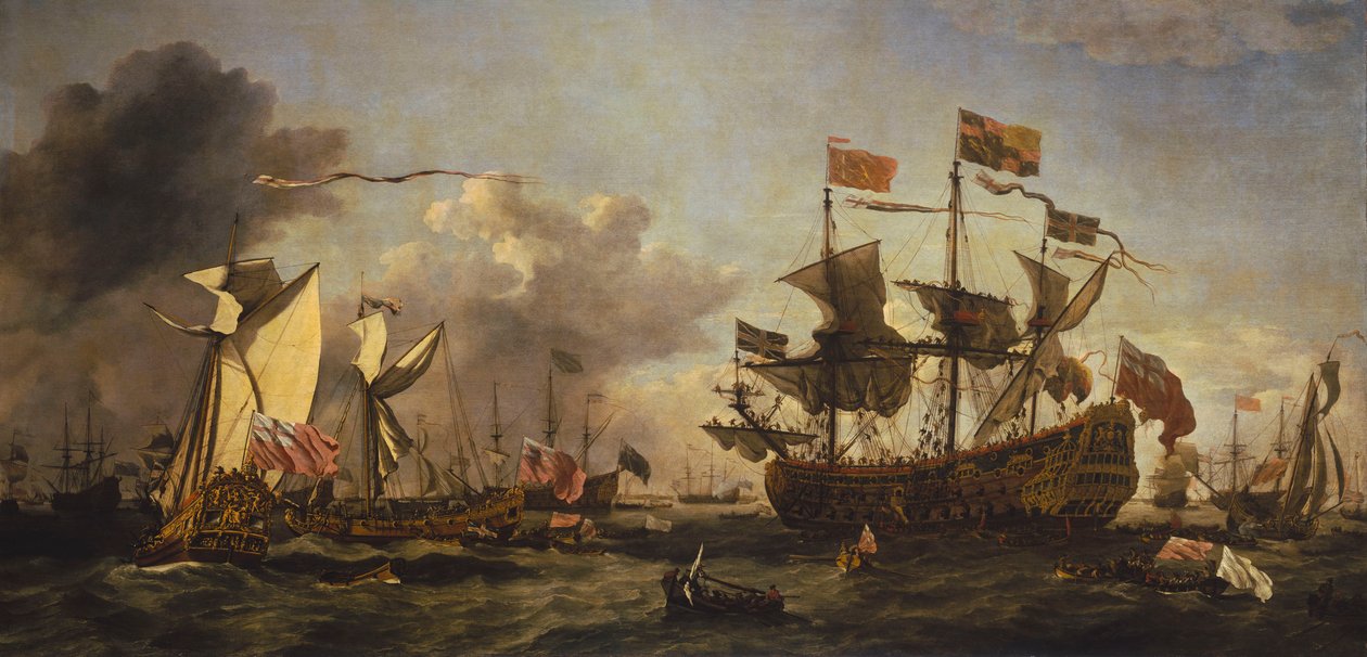 Koninklijk bezoek aan de vloot in de Thamesmonding, 6 juni 1672 door Willem van de Velde the Younger