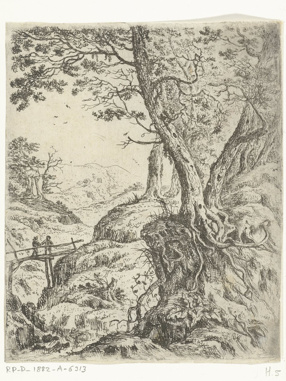 Landschap met houten bruggetje door Willem von Bemmel