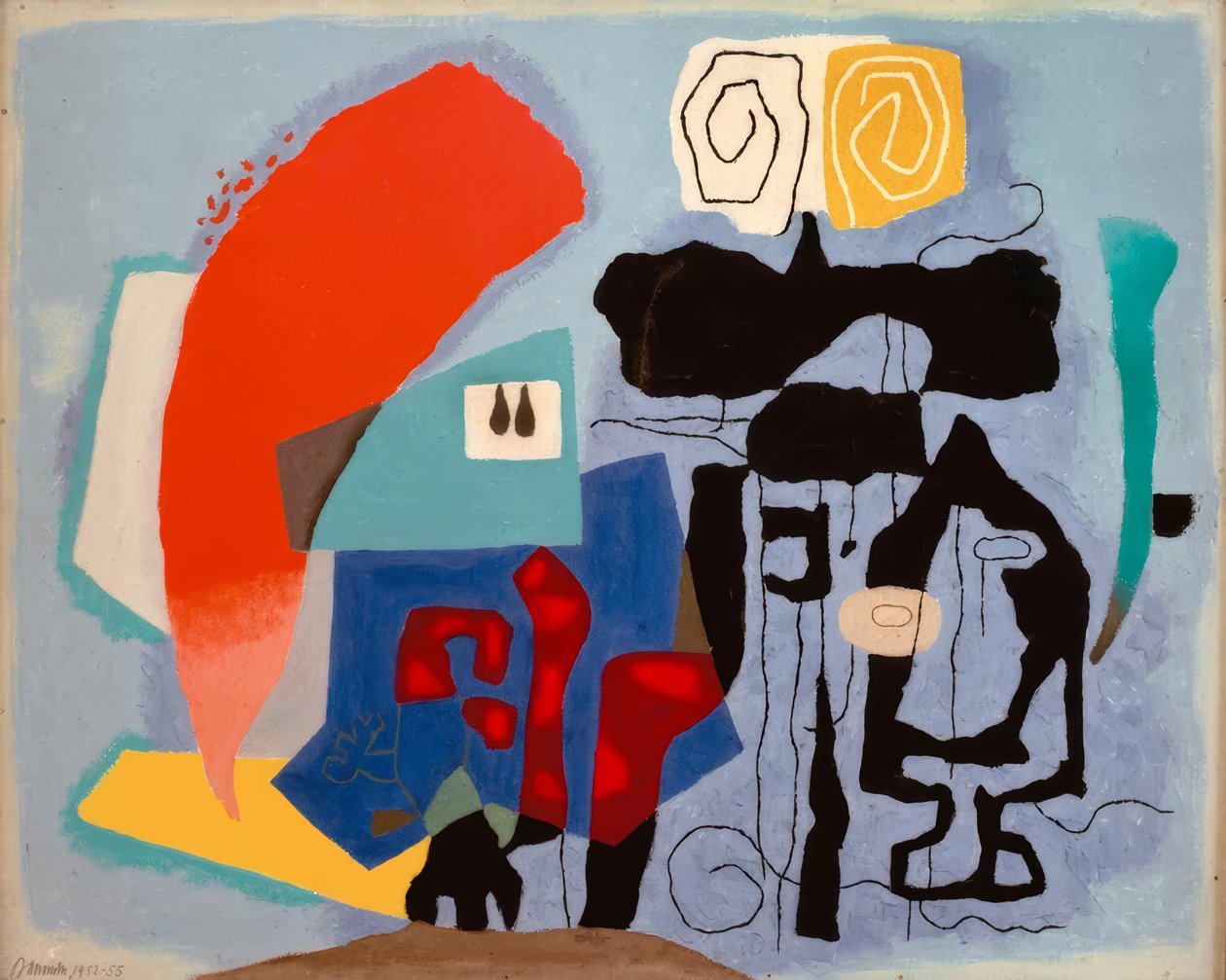 Vuist op blauw door Willi Baumeister