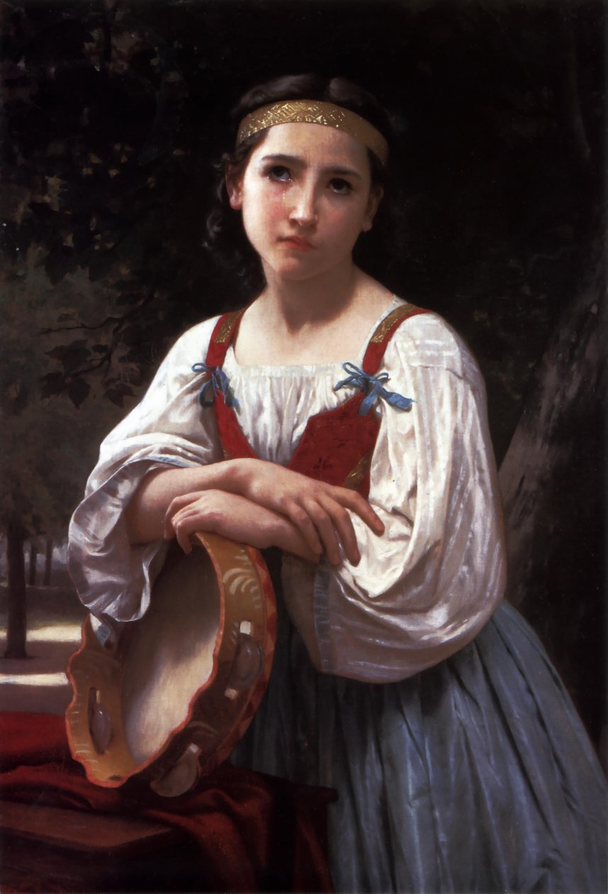 Zigeunermeisje met een Baskische Trommel door William-Adolphe Bouguereau